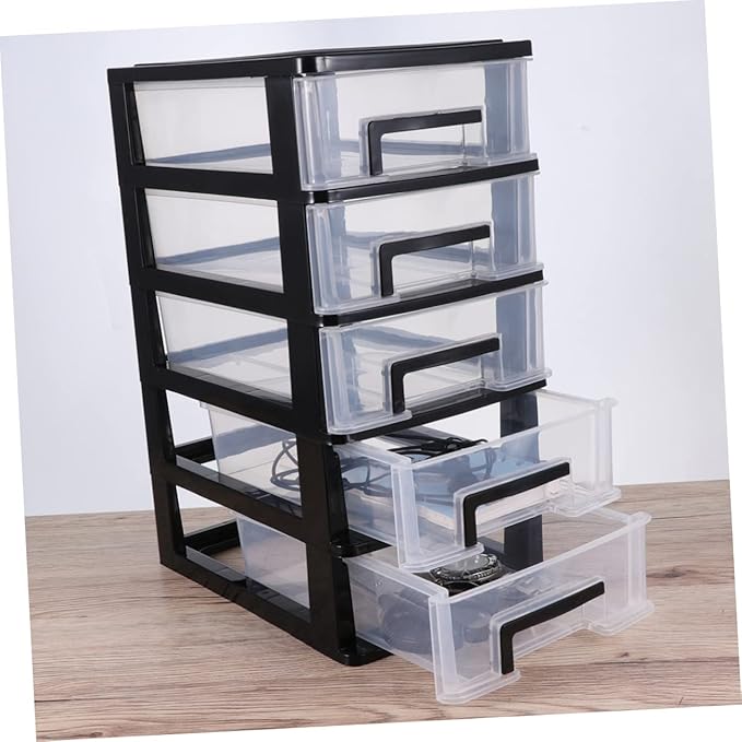Desktop Storage Bins Dresser Set Clear Container Plastic Organizer Drawers Desktop Drawer Case Plastic Storage Bins with Drawers Storage Rack Locker Storage Box Paper