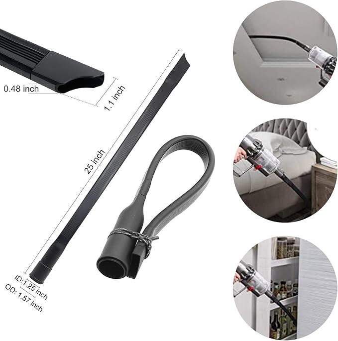 10 Pcs Universal Vacuum Attachments for Shop Vac Accessories - 2 1/2" to 1 1/4" and 1 7/8" to 1" Vacuum Hose Adapter Kit, Vacuum Brush Attachment Flexible Crevice Tool, Vacuum Extension Wand