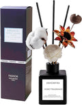 Reed Diffuser Set with Dried Flowers, Jasmine Gardenia Sandalwood Scent, Black Glass Bottle, 5.07fl oz, Aromatherapy Home Fragrance for Bedroom Bathroom (Sandalwood)