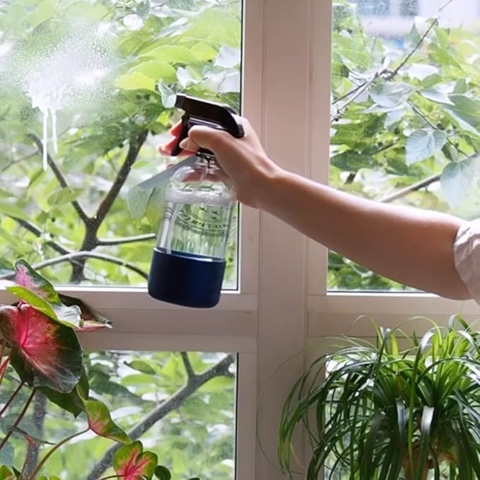 Nantucket Footprint Empty Clear Glass Spray Bottles |16 oz Glass Spray Bottle | Silicone Based Glass Spray Bottle | Use Cleaner Strip Refills