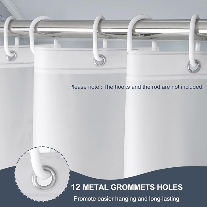 EurCross Shower Curtain Liner Extra Long 82 inch Length with 5 Bottom Magnets,Frosted PEVA Plastic Shower Curtain Liner, Waterproof Opaque Shower Liner No Smells with Metal Grommets,72 x 82 inch