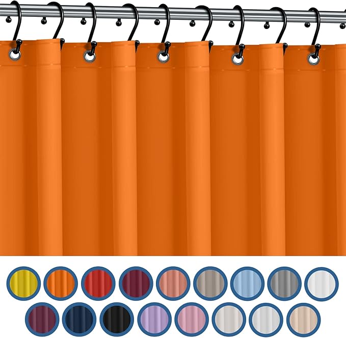 Premium Shower Curtain Liner, 72"W X 72"H - PVC-Free, 6G PEVA Shower Curtain with 12 Rust Proof Grommets And Magnet-weighted Bottom Hem - Moisture Stain Proof Shower Curtain Liner - Orange