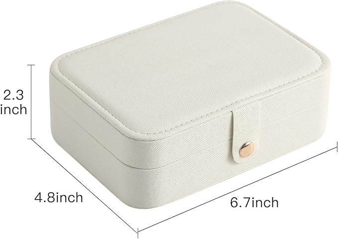 CASEGRACE Travel Jewelry Box Small Jewelry Organizer Case Display Storage for Earrings Necklace Rings Bracelets Portable Jewelry Organizer for Women Girls, White