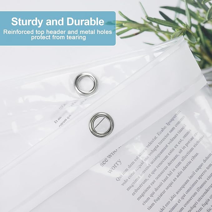 EurCross Clear Shower Curtain Liner 90 inches Long with 5 Magnet Weights and Hooks, Waterproof Premium 9G PEVA Extra Long Plastic Shower Curtain Liner 72 x 90 inch
