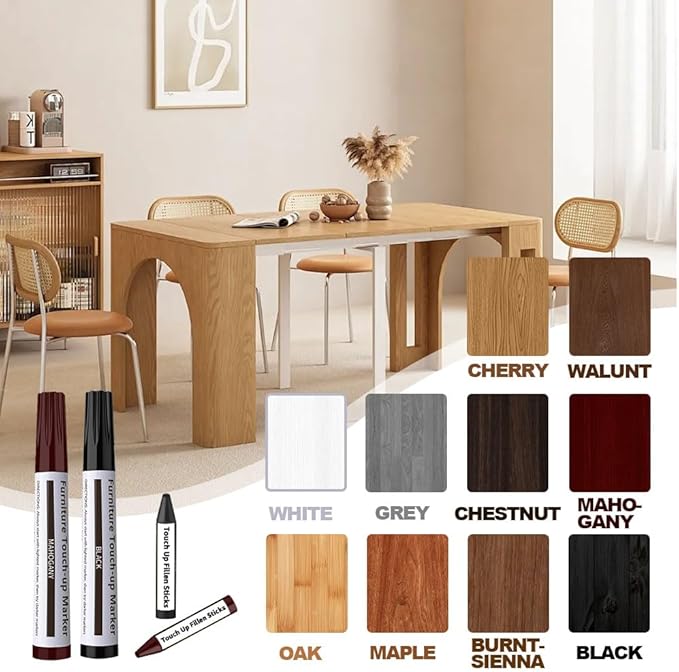 Flybunny Repair Pen Wooden Furniture Floor Scratch Repair Markers and Wax Sticks Set of 21 for Stains, Scratches, Wood Floors, Tables, Desks, Carpenters, Bedposts, Touch Ups, and Cover Ups