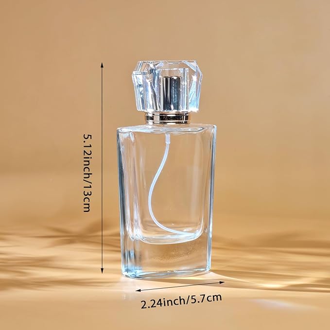 Yerpkefey 50ml/1.7 Oz Glass Spray Bottle Perfume Atomizer,Empty Refillable Perfume Spray Bottle with 3 Kinds of Dispenser (A6)