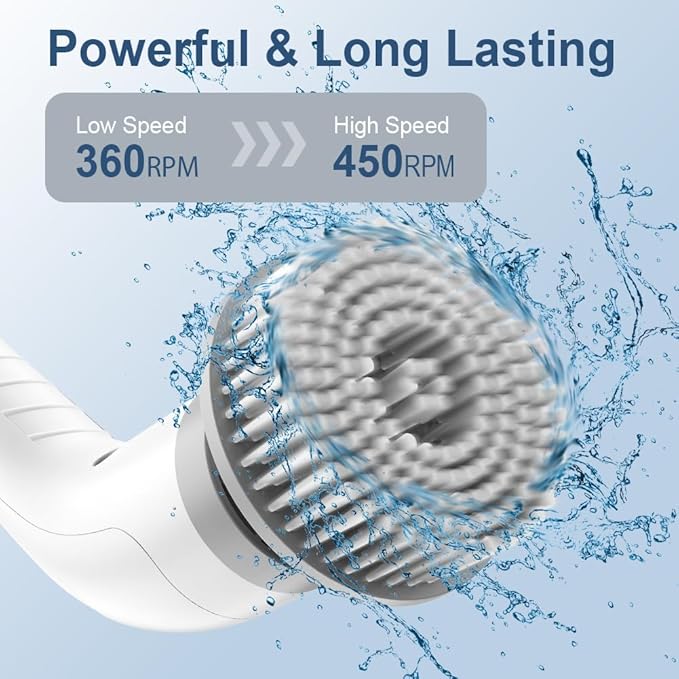 LENDAWAY 9-in-1 Multi-Purpose Electric Spin Scrubber for Cleaning, 2 Speed Long Handle Shower Scrubber, Replaceable Cleaner Brush Heads for Floors, Windows, Bathtub, Grout, Tiles, Sink, Car, Bathroom