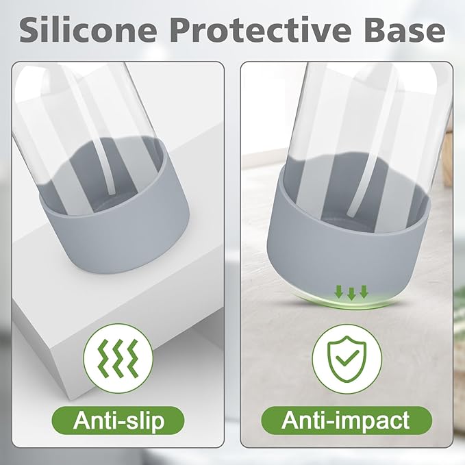 Rionisor Glass Spray Bottles with Silicone Sleeve Protection, Empty 16 oz Refillable Containers, Reusable Spray Bottles with Adjustable Nozzle for Hair, Cleaning Solutions, Essential Oils 1 Pack Grey