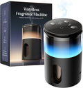 Waterless Diffuser for Essential Oil: Mini Battery Scent Diffuser for Room&Home&Car with 9 Colors LED Light - Aroma Cool Mist Machine Dark Black