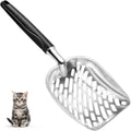 Apidgrowth Cat Litter Scoop,Mesh Shovel,Stainless Steel Metal Scoop,Poop Sifting,Mesh Shovel,Suitable for Cat Litter Box(Black)