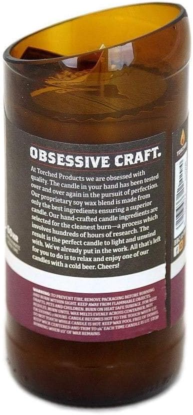 Torched Beer Scented Candles | Natural Soy Wax Candle | Raspberry Rye Scent 8 oz | Makes a Great Gift for Men, Beer Lovers, and Collectors | Bar Man-Cave Decor and Accessories