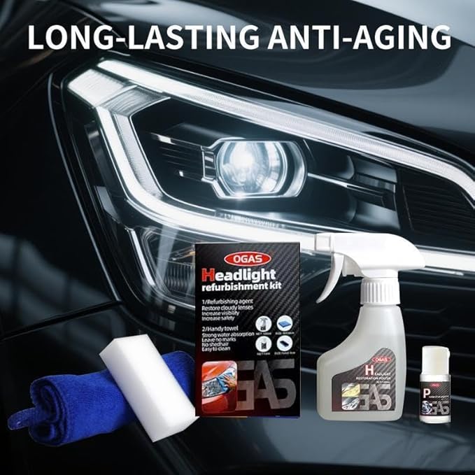 ZMHUM Headlight Restoration Kit - Removes Oxidation & Yellowing for Safer Night Driving Perfect for Drivers Everyday Car - Care Great 180ml Spray（6oz）