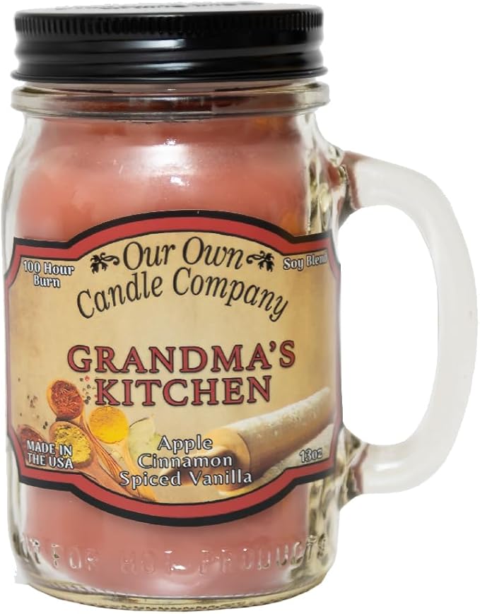 Our Own Candle Company, Grandma's Kitchen Scented Mason Jar Candle, 100 Hour Burn Time, 13 Ounces
