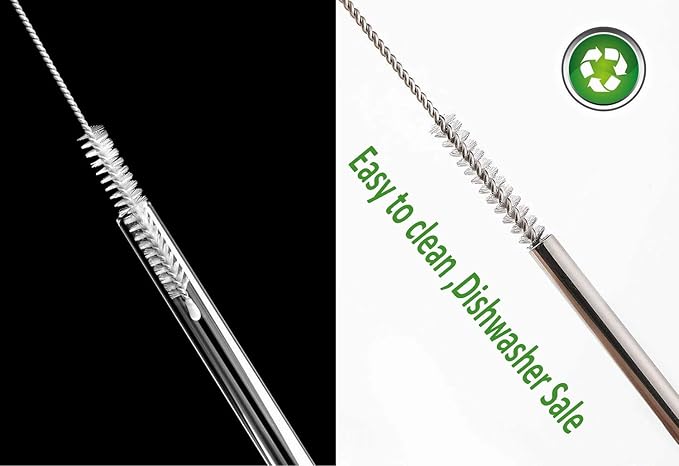 AFUUFA Straw Cleaner Brush for Stanley Extra Long 12 inch, Extra Wide 12mm diam for 40/30/20 oz Stanley Mug, Nylon Bristles and Stainless Steel Handle Straw Brush for 40 oz Stanley(10 PCS)