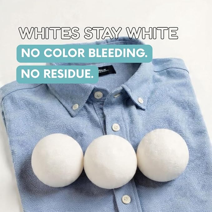 Wool Dryer Balls for Laundry – 6 XL Organic New Zealand Wool Balls | Anti-Static, Reduces Wrinkles, Shortens Drying Time | Reusable Eco-Friendly Fabric Softener Alternative (White & Black Set)