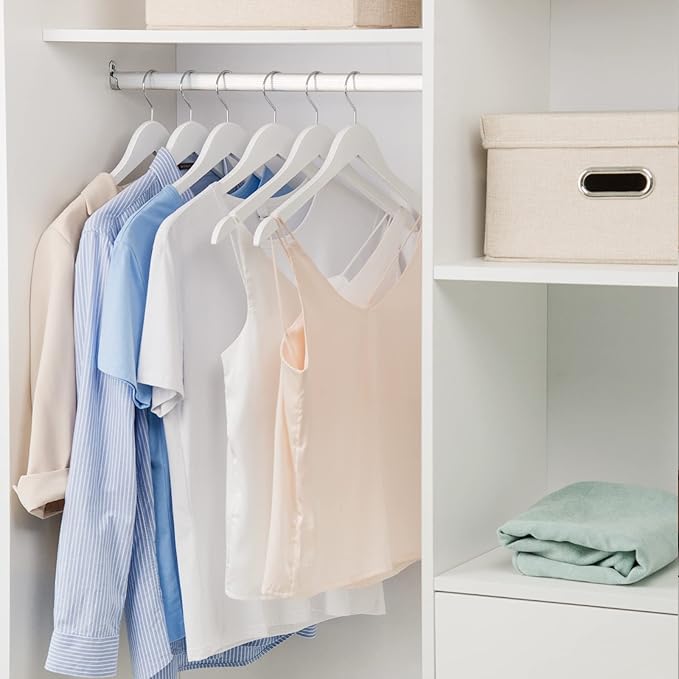 Nature Smile Wooden Coat Hangers Wood Shirt Dress Jacket Clothes Hangers with Extra Smooth Finish, 360 Degree Swivel Hook(10pcs White)