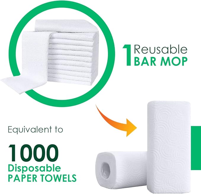 Avalon Towels Terry Bar Mop Towels (Value Pack of 60) Size 16"x19" – Absorbent and Durable, Multipurpose Cleaning Rags, Cotton Cleaning Cloths, Terry Cloth Rags, Reusable Shop Rag