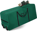 7.5 Ft Heavy Duty Christmas Tree Storage Bag 900d Oxford Fabric with Wheels and Reinforced Handles, Durable Xmas Storage Box for Disassembled Holiday Tree (7.5 ft,Green)