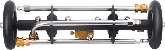 DUSICHIN Undercarriage Cleaner Water Broom Pressure Washer Attachment, 16 Inches Undercarriage Washer, Pressure Washer Underbody Cleaner 4 Extension Wands 4 nozzles for Garden Hose Too DUS3202