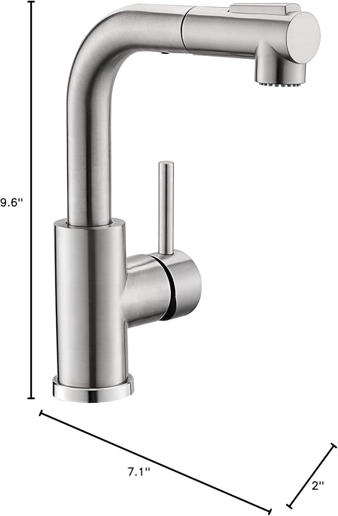 GIMILI Modern Bar Sink Faucet for Kitchen Sink Single Handle with Pull Out Sprayer Hot and Cold Prep Sink Faucet Brushed Nickel