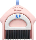 Small Dustpan and Broom Set,Mini Handheld Dust pan with Cleaning Brush Set for Home Desktop, Sofa,Office,Keyboards, Pet Care Household,Camping (Pink)