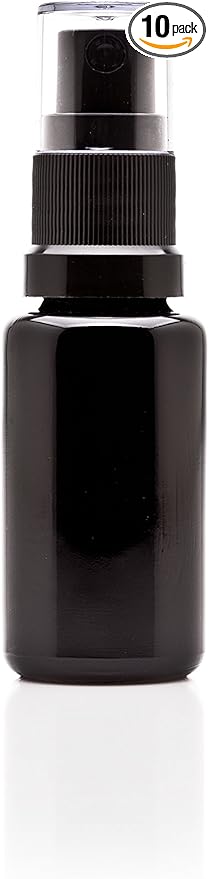 Infinity Jars 15 Ml (.5 fl oz) Black Ultraviolet Glass Fine Mist Spray Bottle Cleaning Products Refillable Containers Homemade Perfume Blends Room, Sprays Bath Beauty Hair, Screw Top Bottles 10-Pack