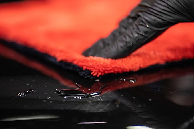 Autofiber [Dreadnought Max] Triple Layer Microfiber Car Drying Towel | Twist Pile | 1400GSM | 1 Pack (20"x30", Blue/Red)