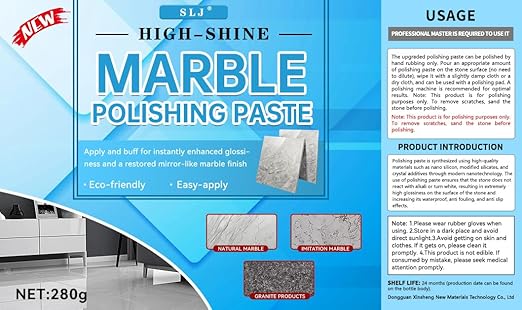 Granite Polishing Paste, Marble Cleaner Countertop, Stone Etch Remover - Professional Polish Compound for Granite, Marble, Quartz & Natural Stone | New Polishing Upgrade, Easier to Use (10 oz)