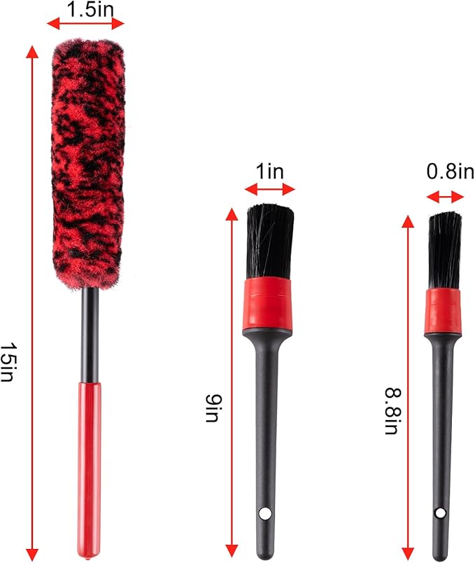 ITTAHO 4 Pack Car Wash Brush Wheel Cleaning Woolies Brush Detailing Brush and Stiff Tire Brush Tires Wheel Brushes for Cleaning Wheels for Wheels, Rims, Carpet, Truck, SUV, Moto, RV, Motorcycle