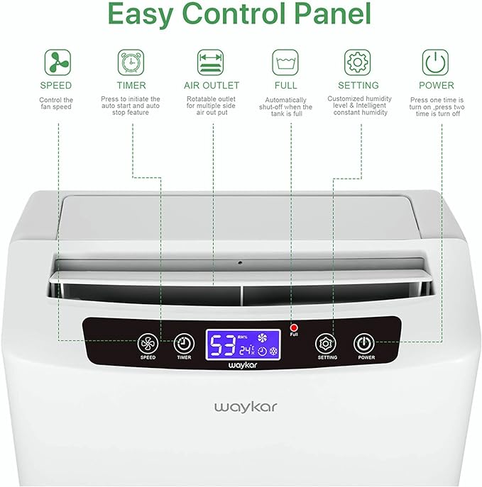 Waykar 2000 Sq. Ft. 2025 Energy Star Dehumidifier for Home and Basements, with Auto or Manual Drainage, 0.66 Gallon Water Tank Capacity
