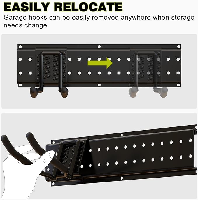 NattyDot Garage Tool Organizer Wall Mount 49.5inch with 9 Hooks Ski Rack for Garden Shovel Holder Garage Wall Organizer Wall Mount Tool Holder for Rack Shovel Shed(Black)