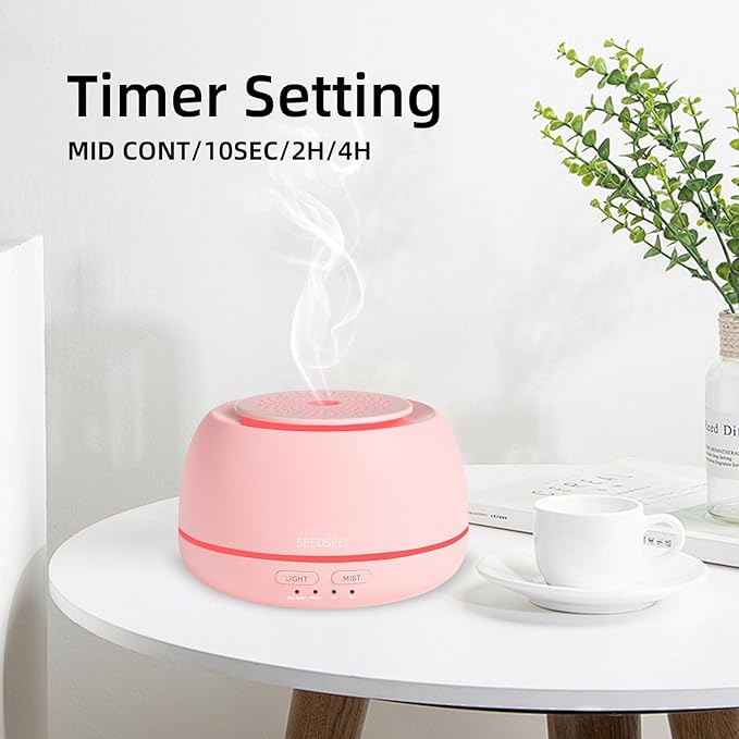 300ML Essential Oil Diffuser with 7 Color LED Light, Remote, 4 Timers, Auto-Off, Ultrasonic Aromatherapy Diffuser for Office, Bedroom, Yoga, Home