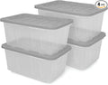 CX BLACK & YELLOW 27-Gallon Heavy Duty Clear Storage Bins with Lids, Stackable Plastic Storage Bins with Weather-Resistant Design, Home Organization, Clear & Grey, 4 Pack (14.3H x 20.6W x 30.6D)