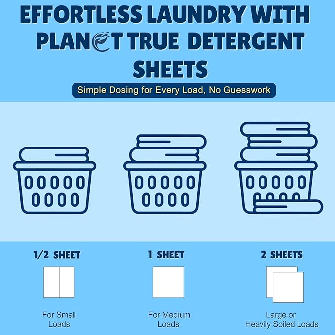 Eco-Friendly Laundry Detergent Sheets, 200 Loads (100 Sheets) Fragrance Free Sheet laundry detergent, Plastic-Free laundry detergent sheets travel, Easy Storage & Liquidless Washing
