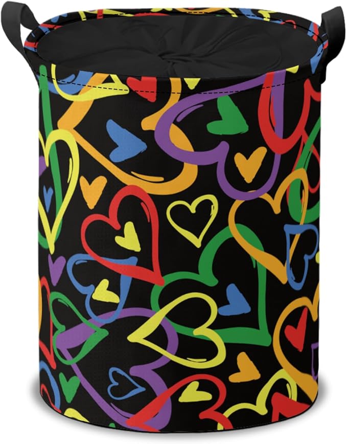 Love Heart Storage Baskets Foldable Laundry Hamper Fabric Organizer Storage Bins with Handles for Shelves, Closet, Nursery, Laundry, Toys