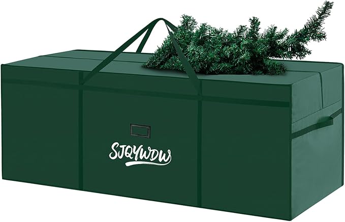 Christmas Tree Storage Bag, 12Ft Christmas Tree Bag, Reusable Heavy Duty 600D Oxford Cloth, Built-in Double Mesh Bags, Double Zippers for Large Artificial Christmas Tree(65×23×27 in, Green)