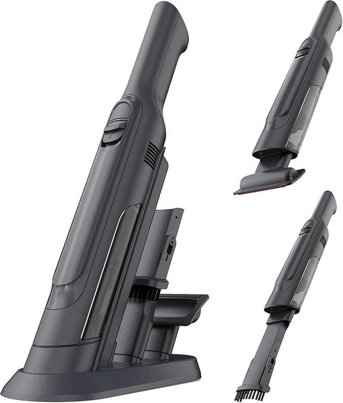 PROMOMO Handheld Vacuum Cordless, Lightweight 1.4lb with Powerful Suction, Charging Dock, Single Touch Empty and Detachable Dust Cup, Portable Mini Car Vac for Home Pet Car