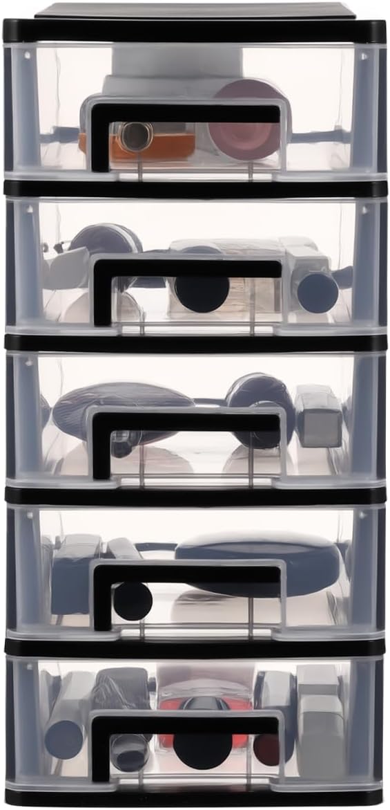 Stobok Multifunctional 5-Layer Drawer Organizer Storage Cabinet Portable Plastic Storage Box for Office Study Bedroom 12.40 X 8.66 X 5.98 Inches