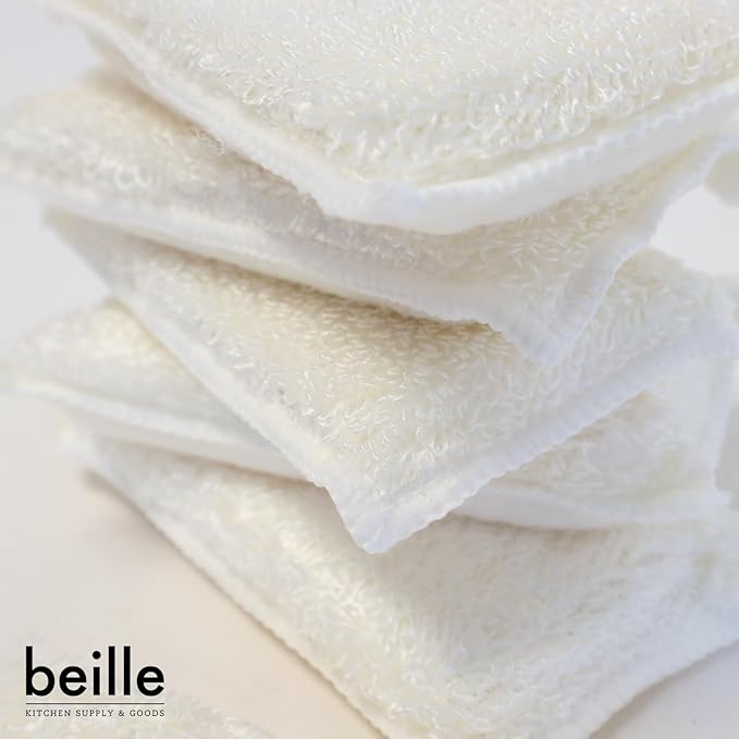 Beille 100% Bamboo Dish Sponges Kitchen Essentials Cleaning Supplies 2pk