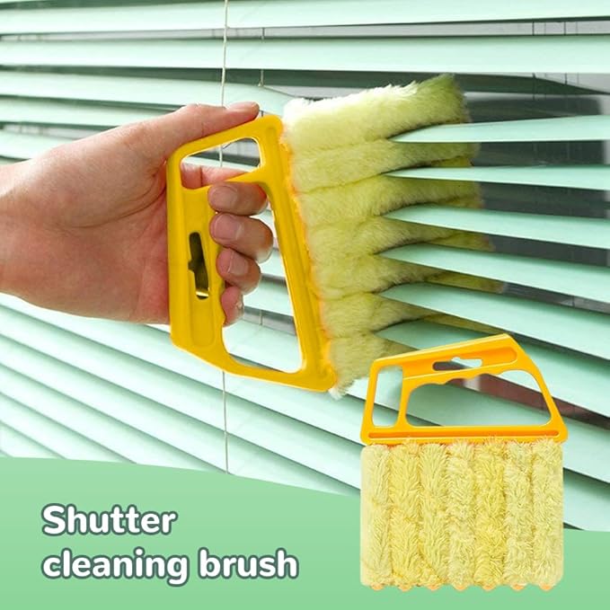 hoehew 4PC Blind Cleaner Duster Tool, 2025 Upgrade Window Venetian Microfiber 7 Finger Duster Brush Dusting Cleaner Tools for Window Shutters Air Conditioner Vinyl Wood Blinds with 4 Cloth Cover (A)