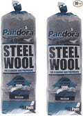 Pandora Steel Wool #1 – Medium Grade, 32 Pads for Cleaning and Preparing- Metal Strands - Ideal for Linoleum Floors, Bowling Balls, and Shoe Soles
