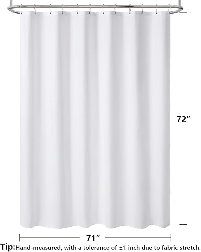 PILOTSHARK 120GSM Ultimate Waterproof Fabric Shower Curtain Liner - TPU Lamination Technology with 3 Magnets,Machine Washable,71x72 Inch Soft Cloth Shower Curtain or Shower Liner,for Bathroom(White)
