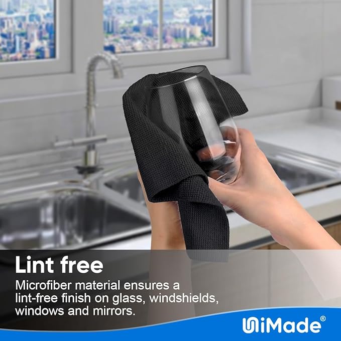 UNIMADE Microfiber Cleaning Cloth, 20 Pack Reusable Microfiber Towels for Cars Lint Free Cleaning Shop Towel Rags for Home Kitchen Automotive Bar Mechanic Restaurant Garage, 11.5"x 11.5", Black