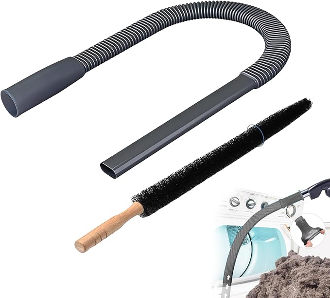 2 Pieces Dryer Vent Cleaner Kit, Dryer Vent Cleaning Kit for Safevent Pro, Dryer Lint Vacuum Attachment and Flexible Dryer Lint Brush, Universal Vacuum Adapter for Dryer Vents (Gray)