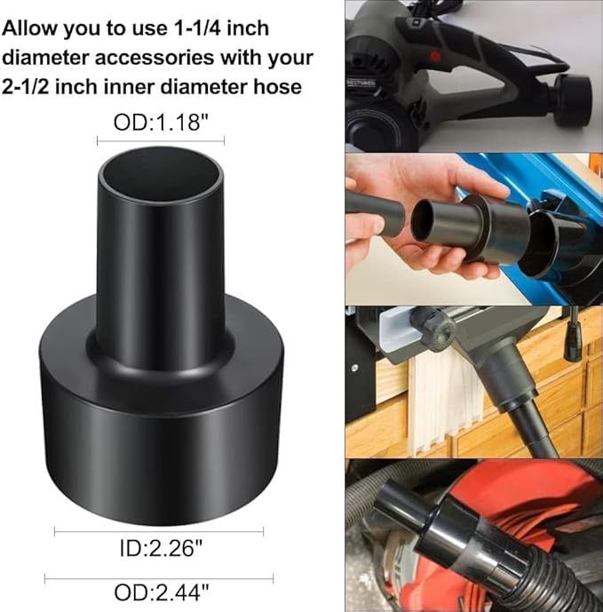 9 Pcs Universal Vacuum Attachments for Shop Vac Accessories with 2 1/2" to 1 1/4" & 1 7/8" to 1" Adapter for Shop Vac, 1 1/4" Brush Attachment Flexible Crevice Tool for Home and Car Interiors Cleaning