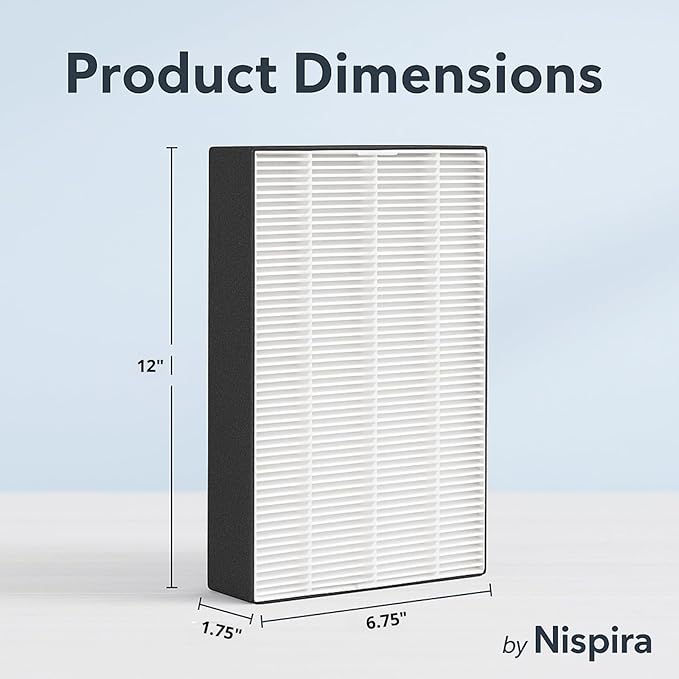 Nispira F1 C01 T02 HEPA Replacement Filter for 3M Filtrete Room Air Purifier FAP-C01-F1, FAP-T02-F1, FAP-C01BA-G1, FAP-T02WA-G1, FAP-ST02W, FAP-ST02N. 12 in. x 6.75 in. Part FAPF-F1-A. 6 Pack
