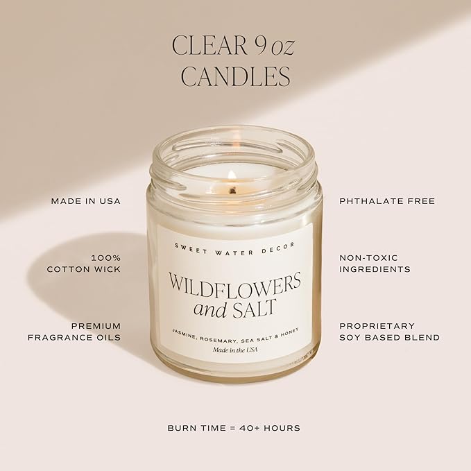 Sweet Water Decor in My Mom Era Candle - Jasmine, Rosemary, Sea Salt, and Honey Scented Candle - 9 oz Soy Candle in Clear Jar with 40+ Hours Burn Time - Mother's Day Gifts for Mom