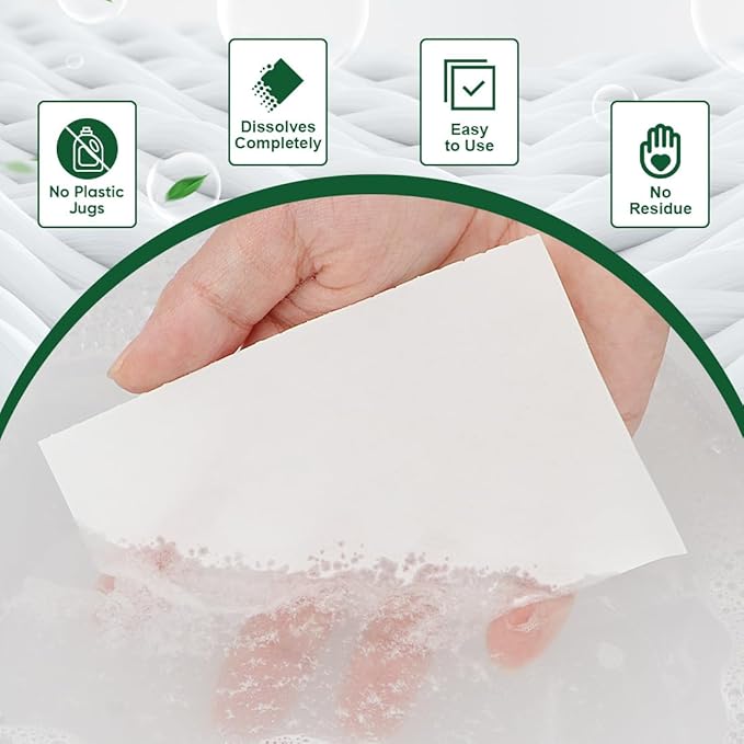 AIDEA Laundry Detergent Sheets, Fresh Linen Scent-(60 Loads) 30 Sheets, Eco-Friendly Laundry Detergent, No Plastic Jug, Lightweight, Easy To Use For Travel