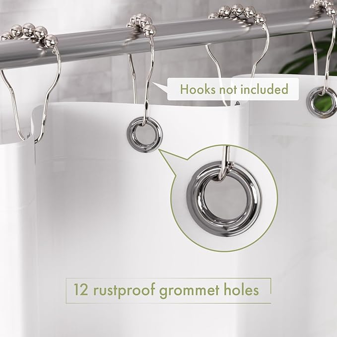 AmazerBath Extra Long Shower Curtain Liner, White Shower Curtain Liner 84 Inches Long, 72x84 Plastic White Shower Liner, Cute Bathroom Shower Curtain Liners, PEVA Tall Shower Liner with 3 Magnets