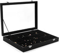 Lainrrew 12-Grid Velvet Lined Jewelry Organizer Box, Lockable & Transparent Lid, Compact Earring & Ring Holder, Durable Necklace Storage, 13.8"x9.5"x1.9", Elegant Gift-Ready Case(12 Grids)